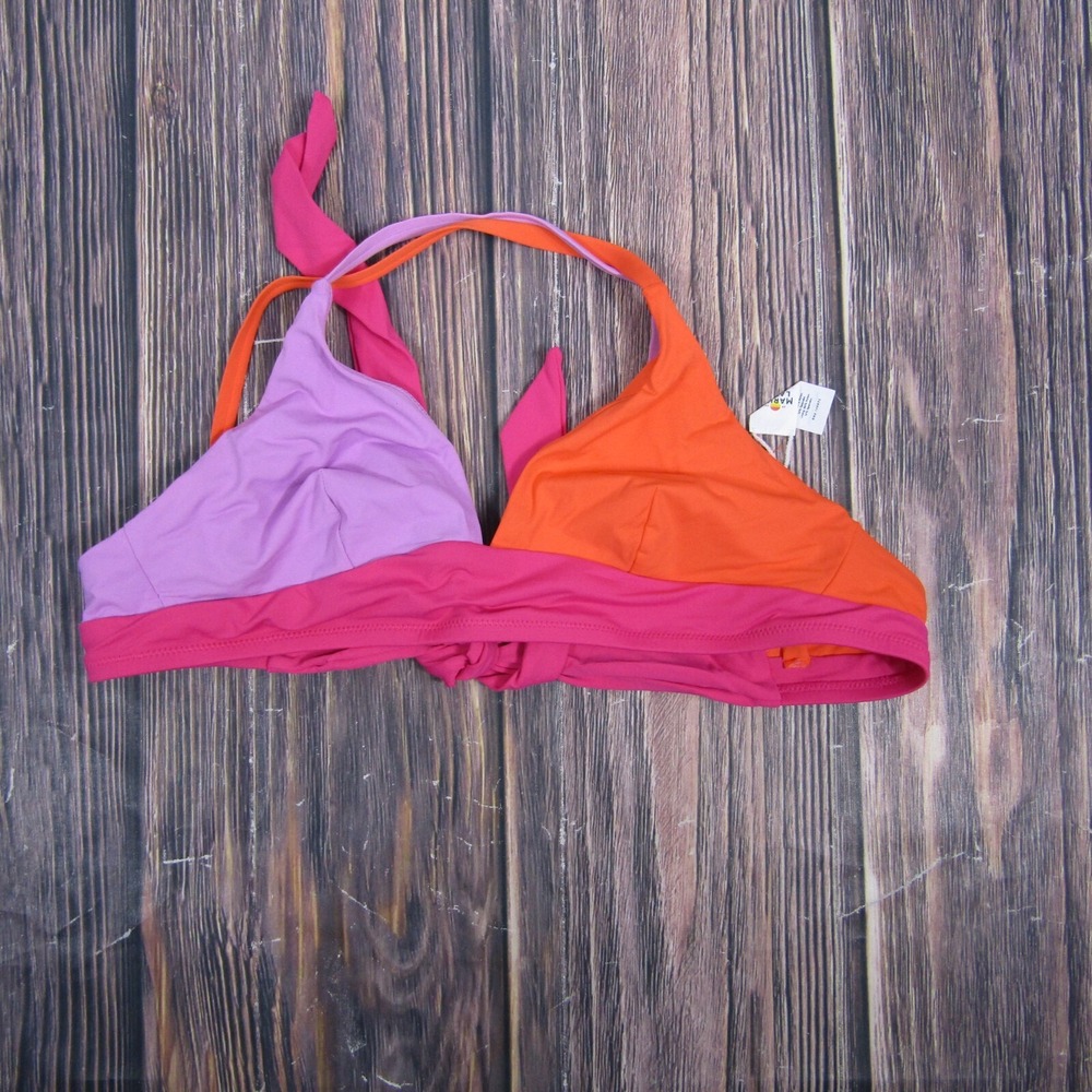 Marine Layer NEW Womens Small Colorblock Plunge Bikini Top Swim